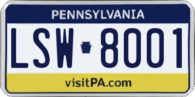 PA license plate LSW8001