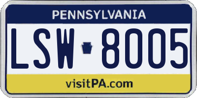 PA license plate LSW8005