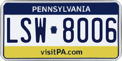 PA license plate LSW8006