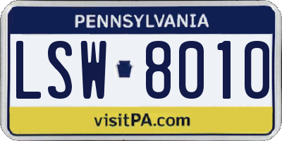 PA license plate LSW8010