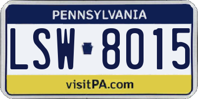 PA license plate LSW8015