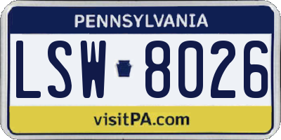 PA license plate LSW8026