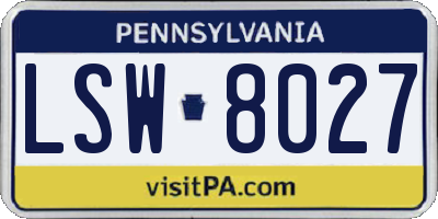 PA license plate LSW8027