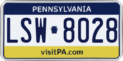 PA license plate LSW8028