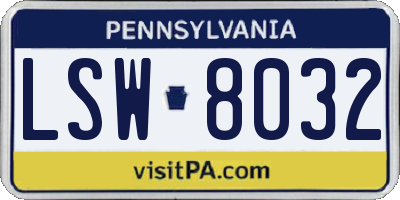PA license plate LSW8032