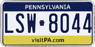 PA license plate LSW8044