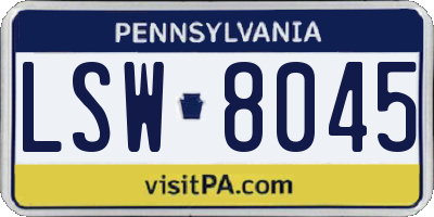 PA license plate LSW8045