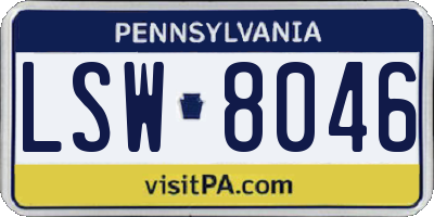 PA license plate LSW8046
