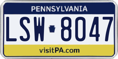 PA license plate LSW8047