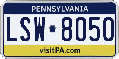 PA license plate LSW8050