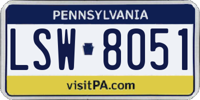 PA license plate LSW8051