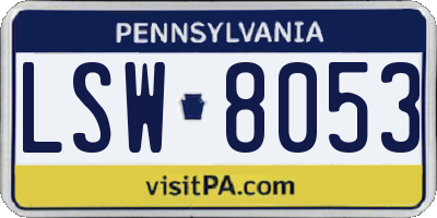 PA license plate LSW8053