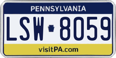 PA license plate LSW8059