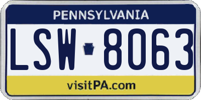 PA license plate LSW8063