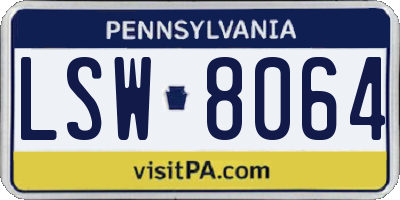 PA license plate LSW8064