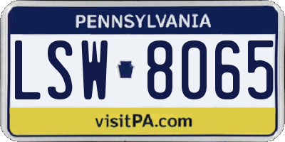 PA license plate LSW8065