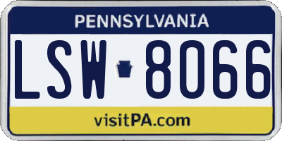 PA license plate LSW8066