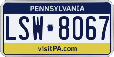 PA license plate LSW8067