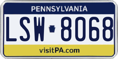 PA license plate LSW8068
