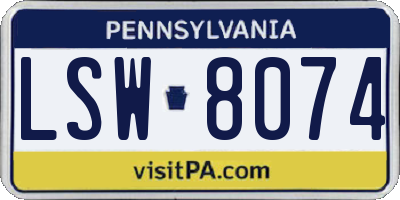 PA license plate LSW8074