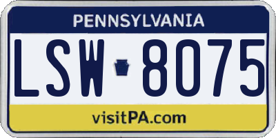 PA license plate LSW8075