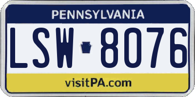 PA license plate LSW8076