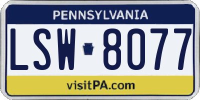 PA license plate LSW8077