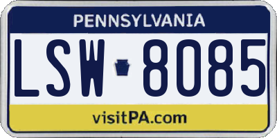 PA license plate LSW8085