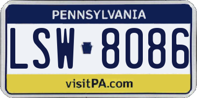 PA license plate LSW8086