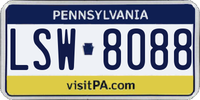 PA license plate LSW8088