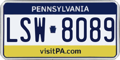 PA license plate LSW8089