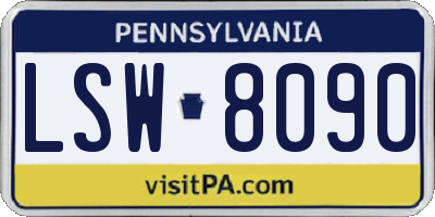 PA license plate LSW8090