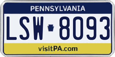 PA license plate LSW8093