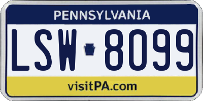 PA license plate LSW8099