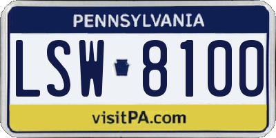 PA license plate LSW8100