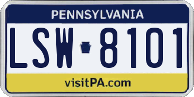 PA license plate LSW8101