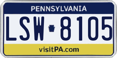 PA license plate LSW8105