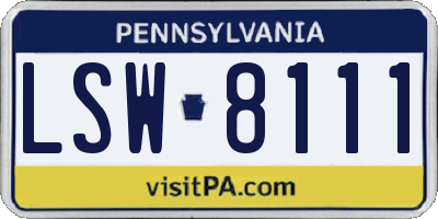 PA license plate LSW8111