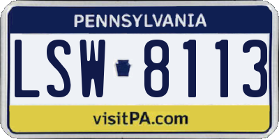 PA license plate LSW8113