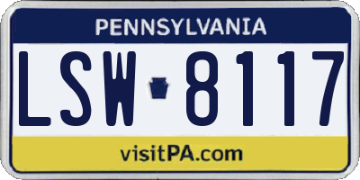 PA license plate LSW8117