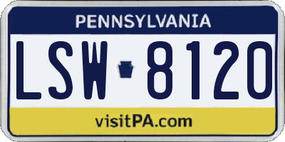 PA license plate LSW8120