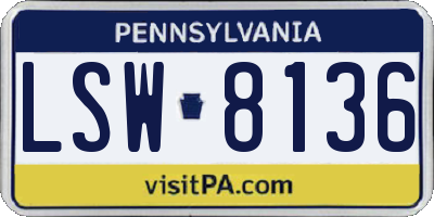 PA license plate LSW8136