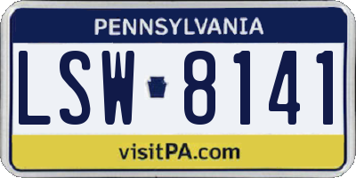 PA license plate LSW8141