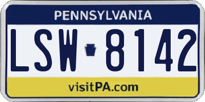 PA license plate LSW8142