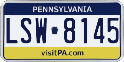 PA license plate LSW8145