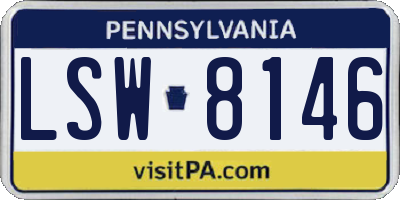 PA license plate LSW8146