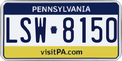PA license plate LSW8150