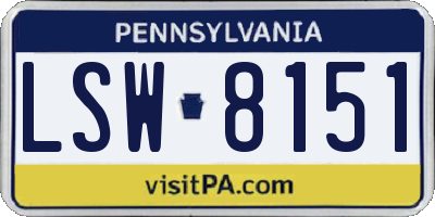 PA license plate LSW8151