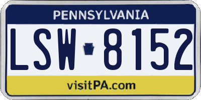 PA license plate LSW8152