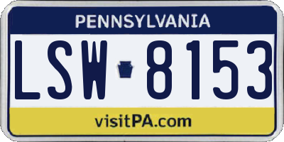 PA license plate LSW8153